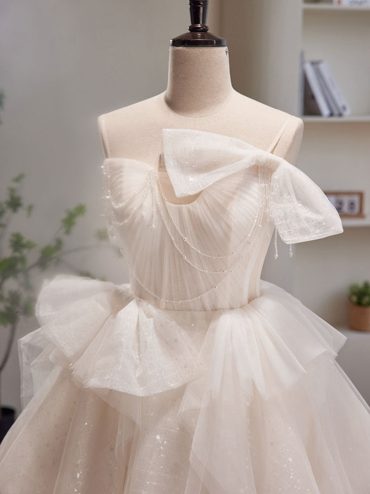 Beige Tulle Sequin Short Prom Dress, Beige Homecoming Dress – 24prom