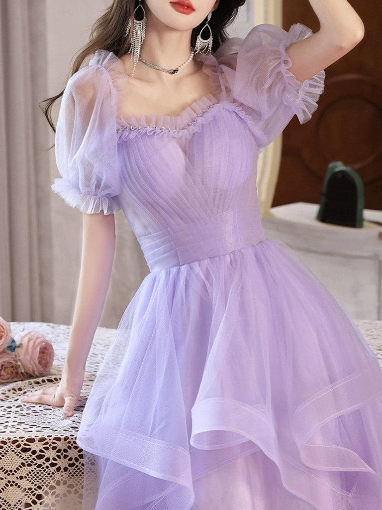 Purple Tulle Short Prom Dress, Purple Homecoming Dress 24prom Purple Tulle Short Prom Dress, Purple Homecoming Dress 24prom