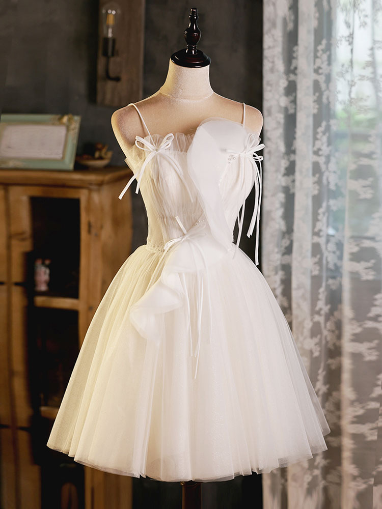 A-Line Beige Tulle Short Prom Dress, Beige Cute Homecoming Dress 24prom A-Line Beige Tulle Short Prom Dress, Beige Cute Homecoming Dress 24prom