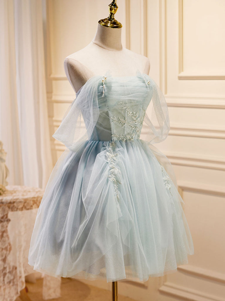 Puffy Tulle Off Shoulder Green Short Prom Dress, Green Cute Homecoming – 24prom Puffy Tulle Off Shoulder Green Short Prom Dress, Green Cute Homecoming – 24prom
