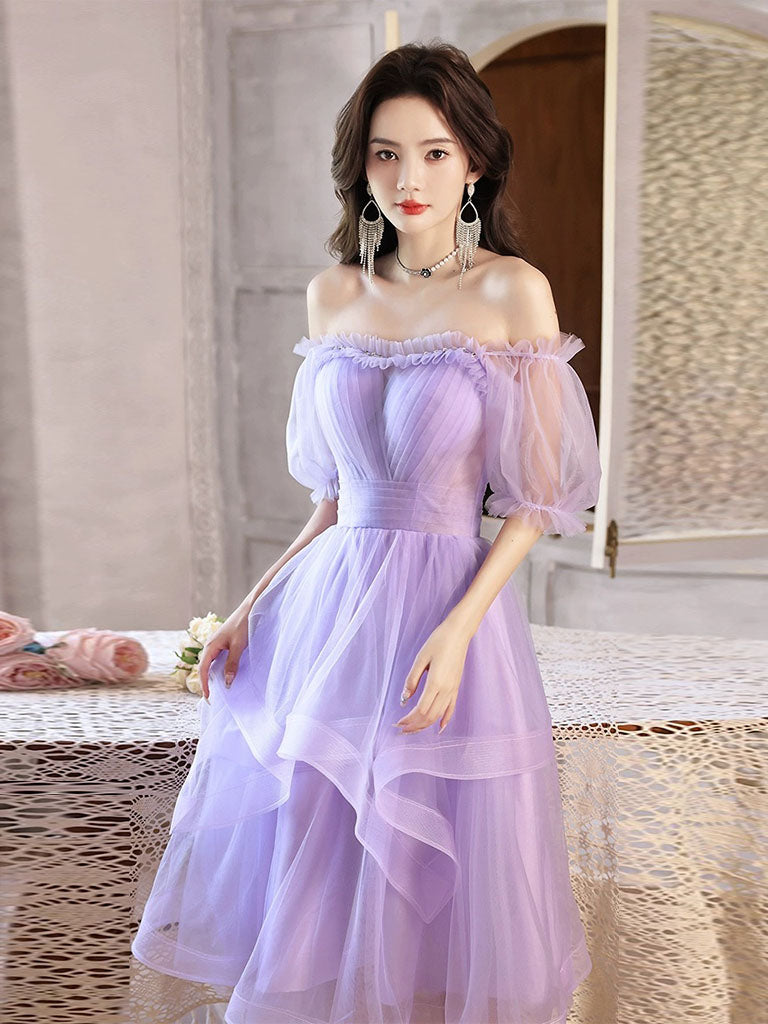 Purple Tulle Short Prom Dress, Purple Homecoming Dress 24prom Purple Tulle Short Prom Dress, Purple Homecoming Dress 24prom