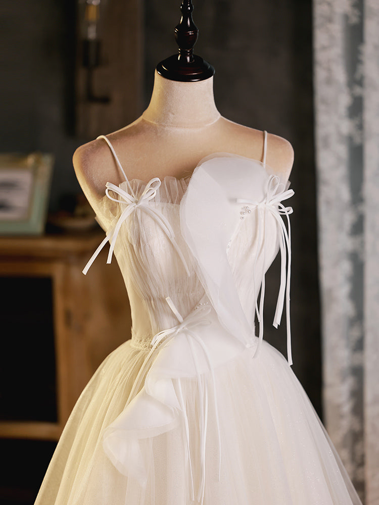 A-Line Beige Tulle Short Prom Dress, Beige Cute Homecoming Dress – 24prom
