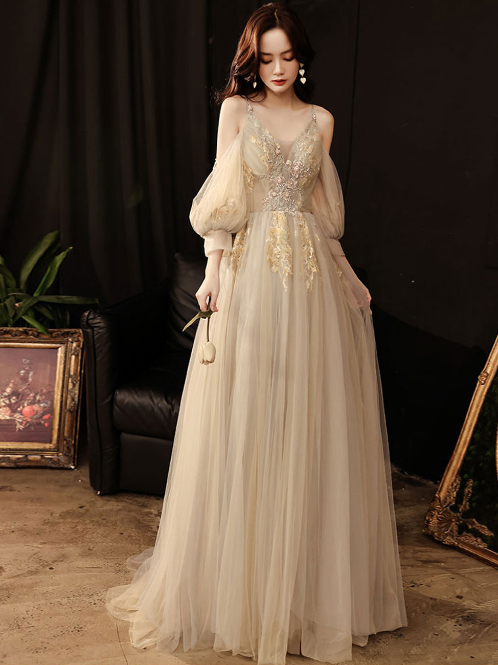 bottle green lace dress Gorgeous Dark Green Long Sleeves Lace Prom Dress Green Evening Dress Formal  Dress cg7565