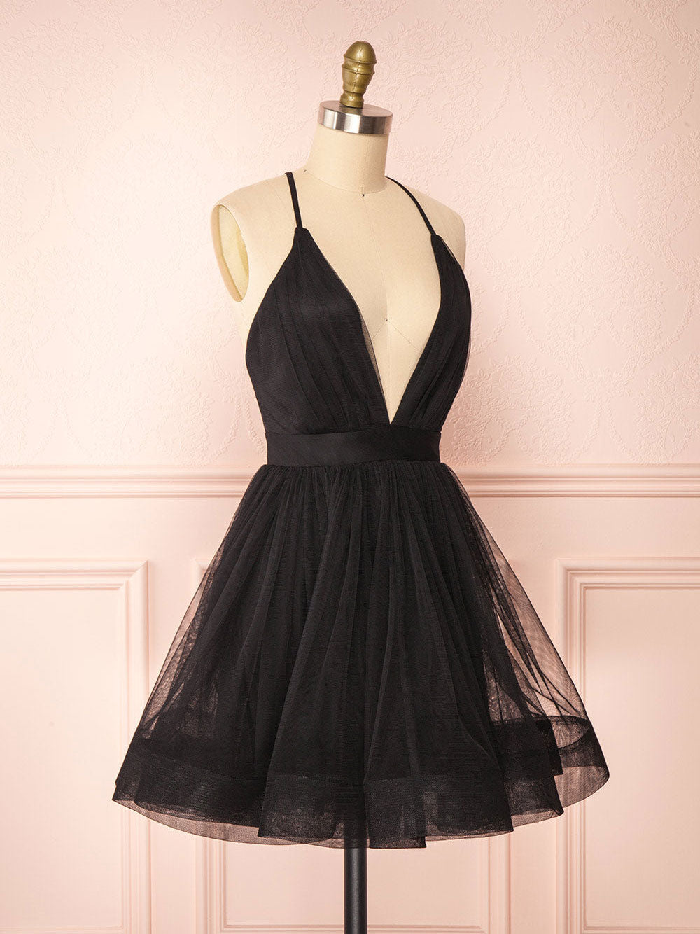 Simple v neck short black prom dress, black evening dress 24prom Simple v neck short black prom dress, black evening dress 24prom